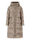 Herno Hooded Quilted Coat In Neutral