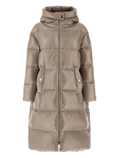 Herno Hooded Quilted Coat In Neutral