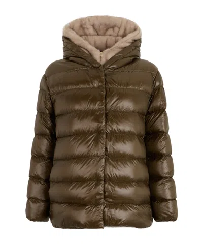 Herno Hooded Quilted Down Jacket In Brown