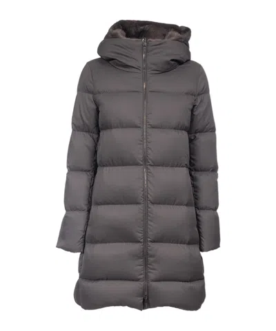 Herno Hooded Quilted Down Jacket In Gray