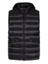 Herno Hooded Zip-up Down Vest In Black
