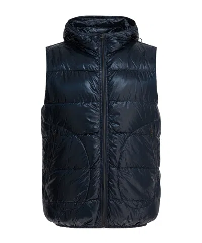Herno Hooded Quilted Gilet In Blue