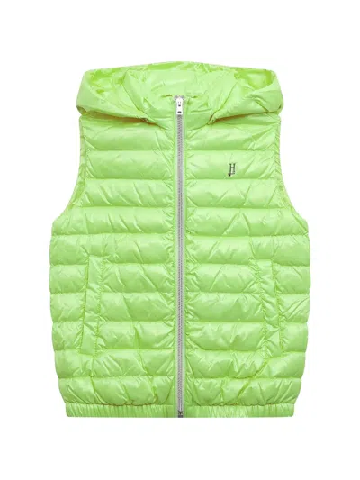 Herno Kids' Hooded Quilted Gilet In Green