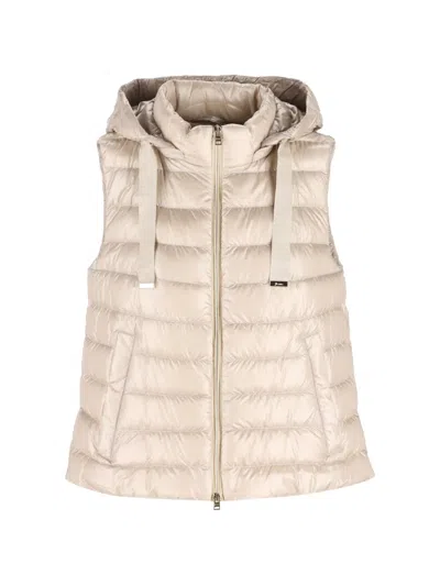 Herno Hooded Quilted Gilet In Neutral