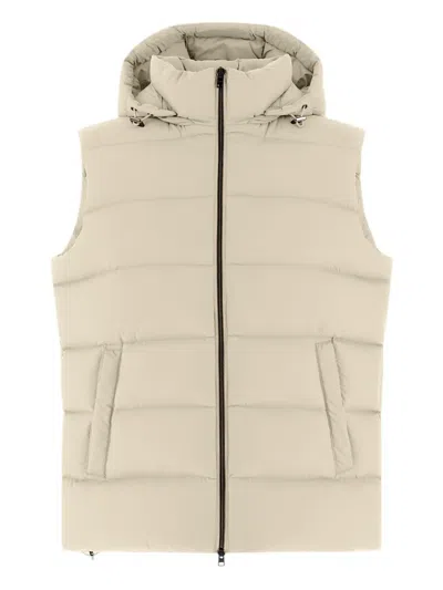 Herno Hooded Quilted Gilet In Neutral