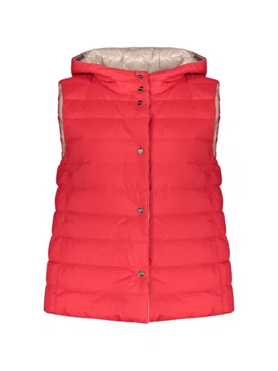 Herno Hooded Quilted Gilet In Red