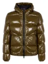 Herno Quilted Hooded Jacket Shiny Finish In Brown