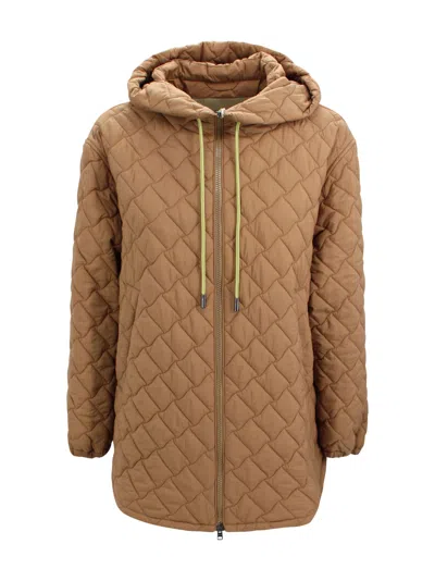 Herno Hooded Quilted Jacket In Brown