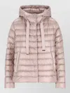 Herno Hooded Quilted Down Jacket With Adjustable Drawstring In Pink