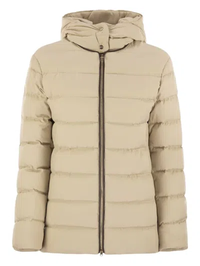 Herno Hooded Quilted Jacket In Neutral