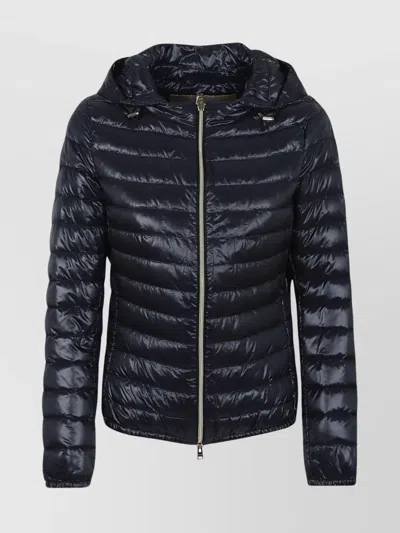 Herno Hooded Quilted Jacket Side Pockets In Black