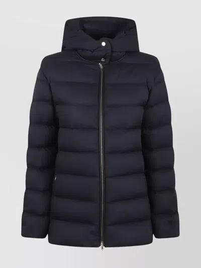 Herno Hooded Quilted Jacket Side Zipper Pocket In Black