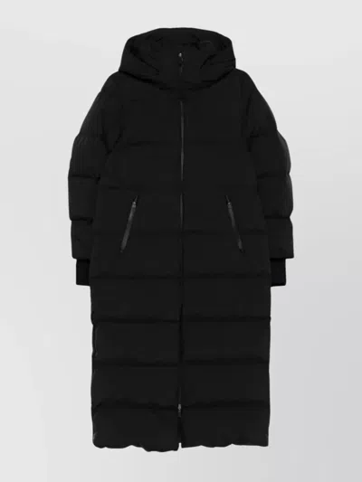 HERNO HOODED QUILTED LONG DOWN JACKET WITH POCKETS
