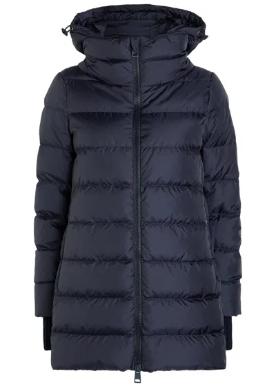 Herno Hooded Quilted Nylon Jacket In Blue