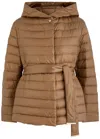 Herno Hooded Quilted Shell Jacket In Camel