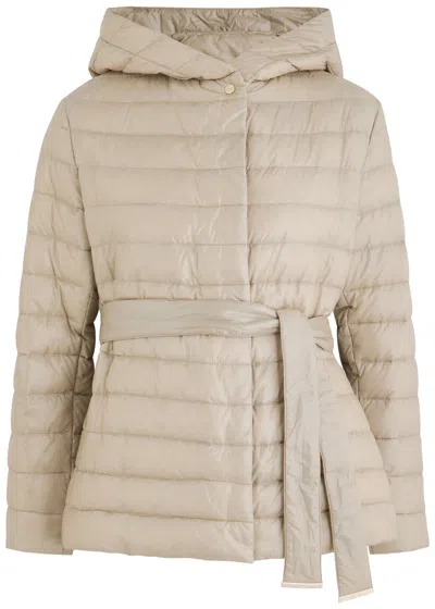 Herno Hooded Quilted Shell Jacket In Cream