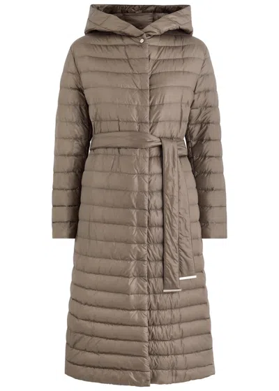 Herno Hooded Quilted Shell Jacket In Taupe