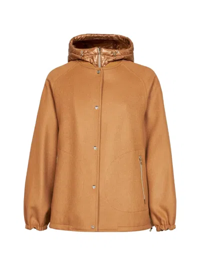 Herno Virgin Wool Jacket With Removable Bib In Brown