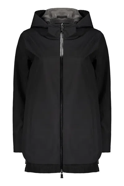 Herno Hooded Raincoat In Black