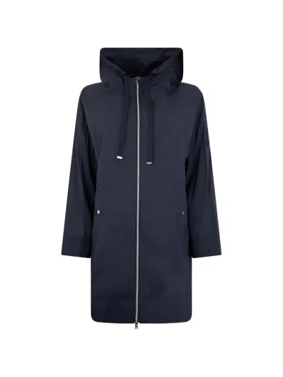 Herno Hooded Raincoat In Blue