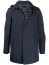Herno Hooded Overcoat In Blue