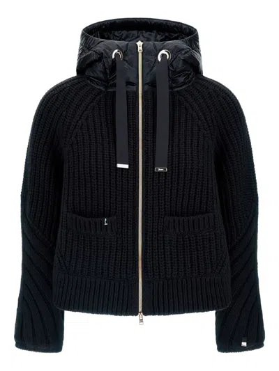HERNO RIBBED-KNIT HOODED JACKET