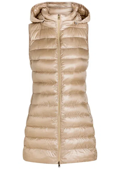 Herno Hooded Shell Gilet In Brown