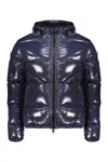 Herno Logo-patch Patent Padded Jacket In Blue