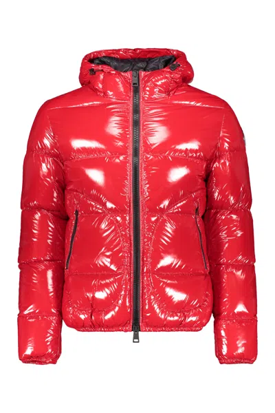 Herno Hooded Shiny Down Jacket In Red