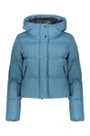 Herno Hooded Short Down Jacket In Blue