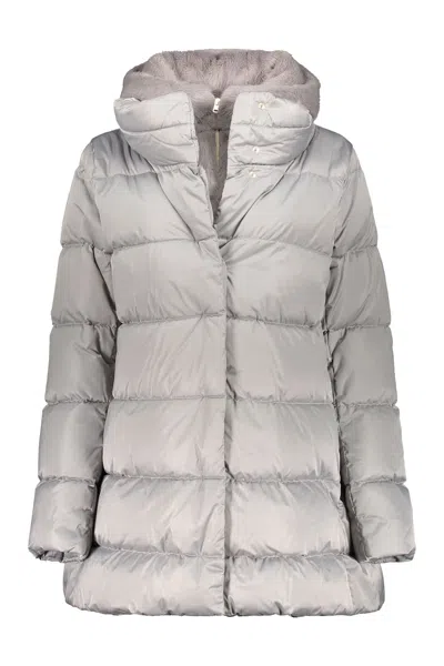 Herno Hooded Short Down Jacket In Gray