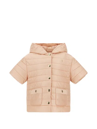 Herno Kids' Hooded Short Sleeve Jacket In Pink
