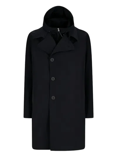 HERNO HOODED SINGLE-BREASTED COAT