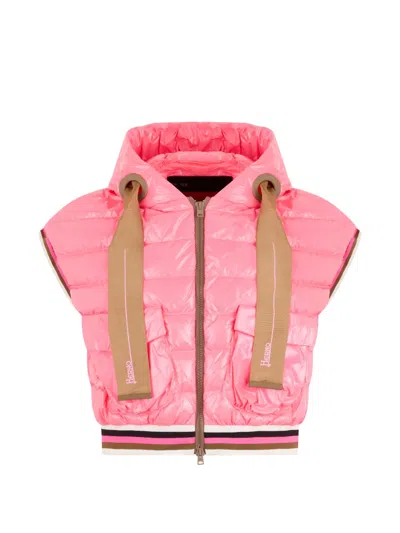 Herno Hooded Sleeveless Gilet In Pink