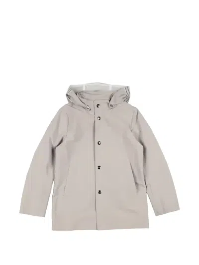 Herno Kids' Hooded Snap-fastening Jacket In Gray