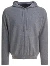 Herno Drawstring Hooded Cashmere Knit Cardigan In Gray