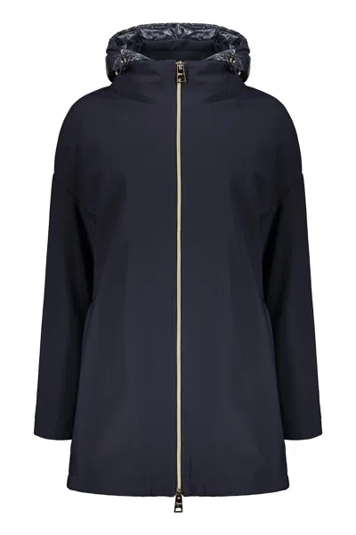 HERNO HOODED TECHNO FABRIC DOWN JACKET