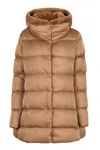 Herno Hooded Techno Fabric Down Jacket In Brown