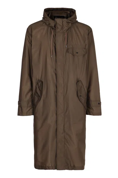 HERNO HOODED TECHNO FABRIC RAINCOAT