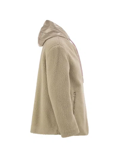Herno Hooded Teddy-effect Jacket In Neutral
