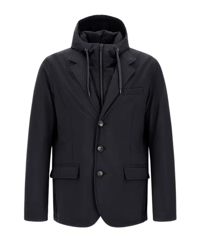 HERNO HOODED THREE-BUTTON JACKET