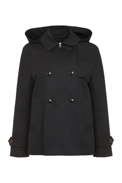 Herno Hooded Trench Coat In Black