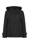 Herno Double Breasted Hooded Jacket In Blue