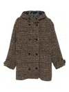 Herno Hooded Tweed Jacket In Brown