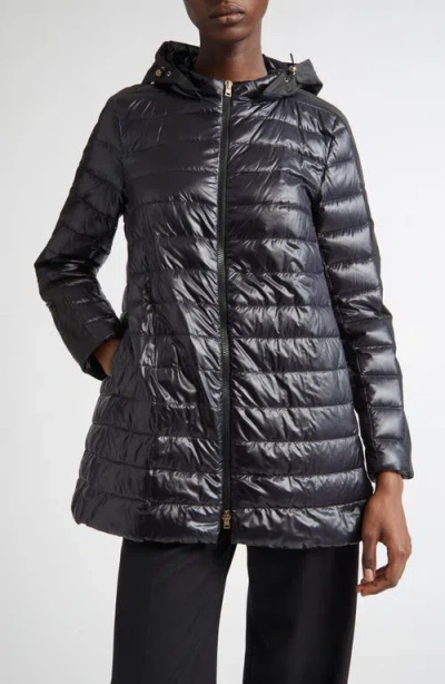 Herno Hooded Ultralight Nylon Down Jacket In Black