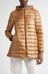 Herno Hooded Ultralight Nylon Down Jacket In Gold