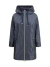 Herno Navy Blue Parka With Iridescent Effect And Slouchy Drawstring Hood