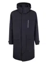 Herno Hooded Zip Coat In Blue