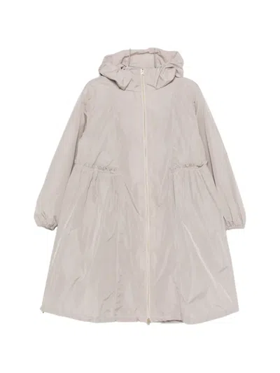 Herno Hooded Zip Coat In White