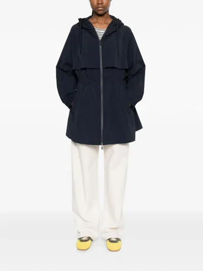 Herno Hooded Zip-fastening Coat In Gold